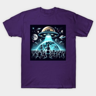 Grey Aliens in a UFO T-Shirt